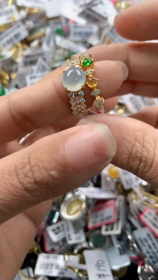 银S925镶嵌戒指翡翠666    8