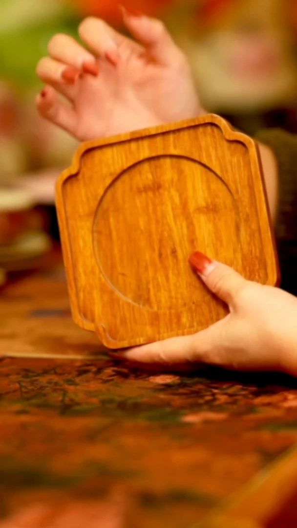 瓷片火石红牡丹茶具