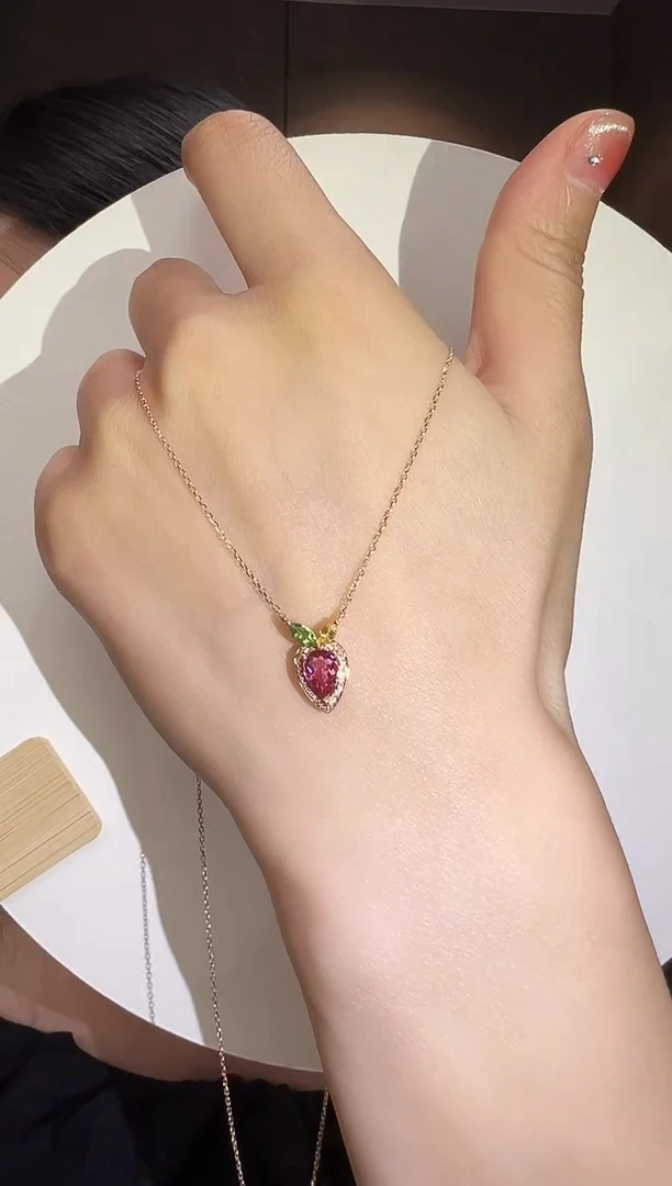 吊坠(赠链)18K金镶嵌碧玺11【主石1ct】