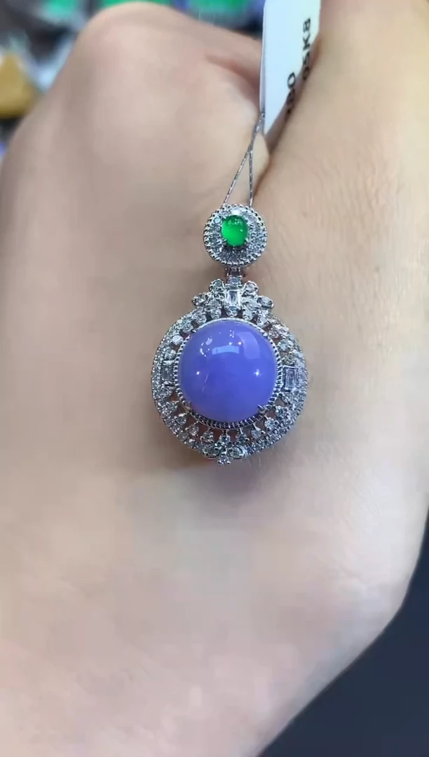 吊坠(不含链)18K金镶嵌翡翠 B78 紫货有色差