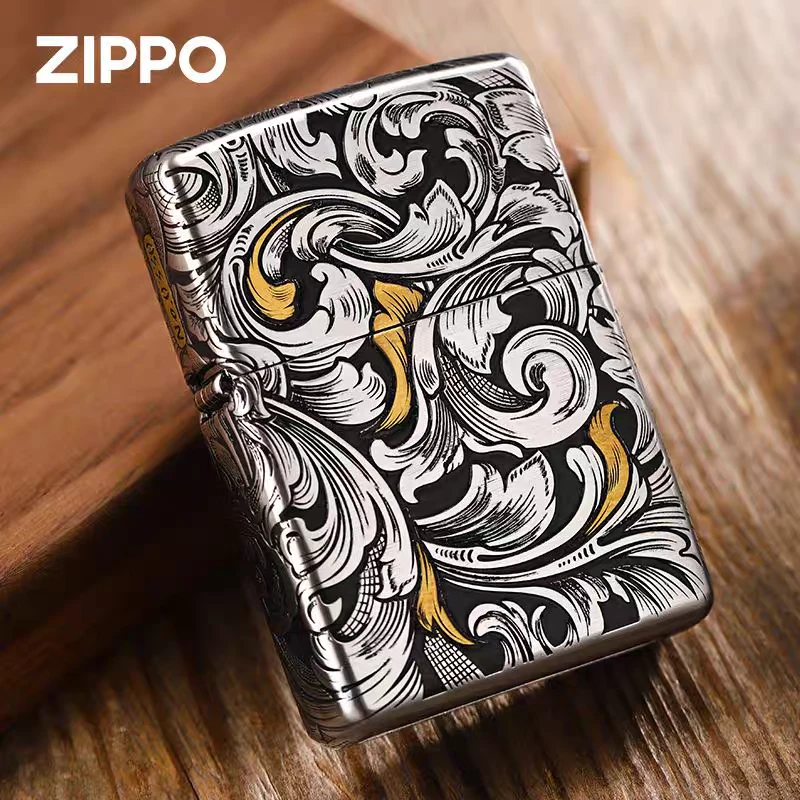 ZIPPO正品打火机/错金银钢机大叶唐草重甲套壳CY9902JY【凯亚】