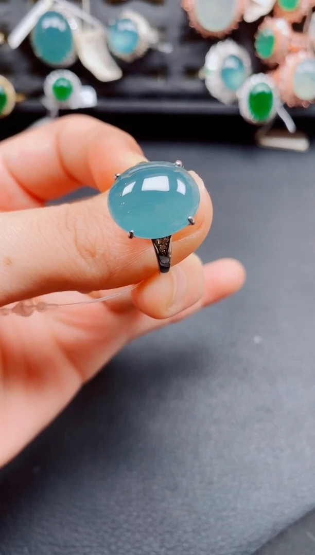 银S925镶嵌戒指翡翠翡翠