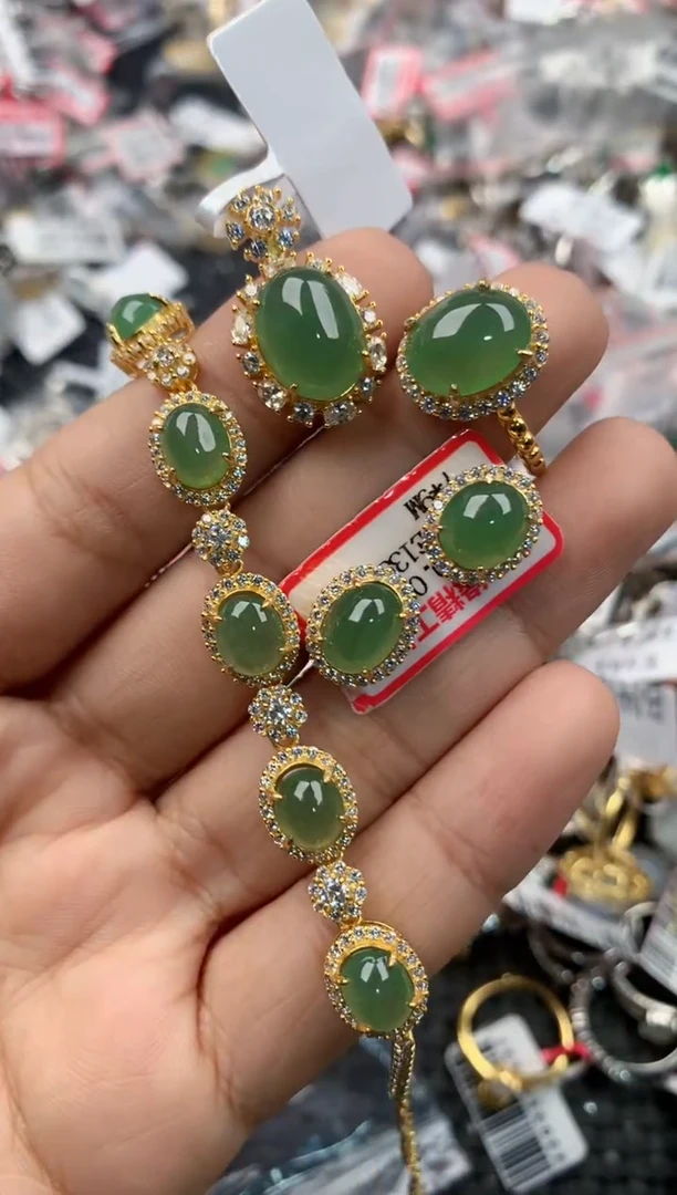 银S925镶嵌戒指翡翠11              8