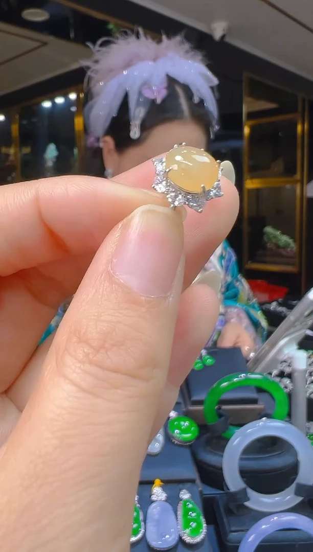 银S925镶嵌戒指翡翠025