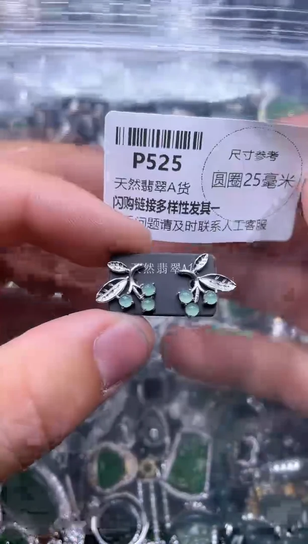 【闪购商品】翡翠颈饰未镶嵌P525耳钉