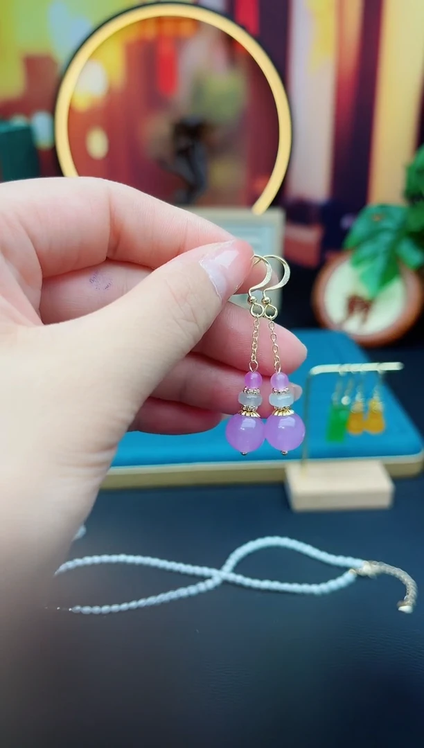 玛瑙/玉髓耳饰银S925镶嵌118