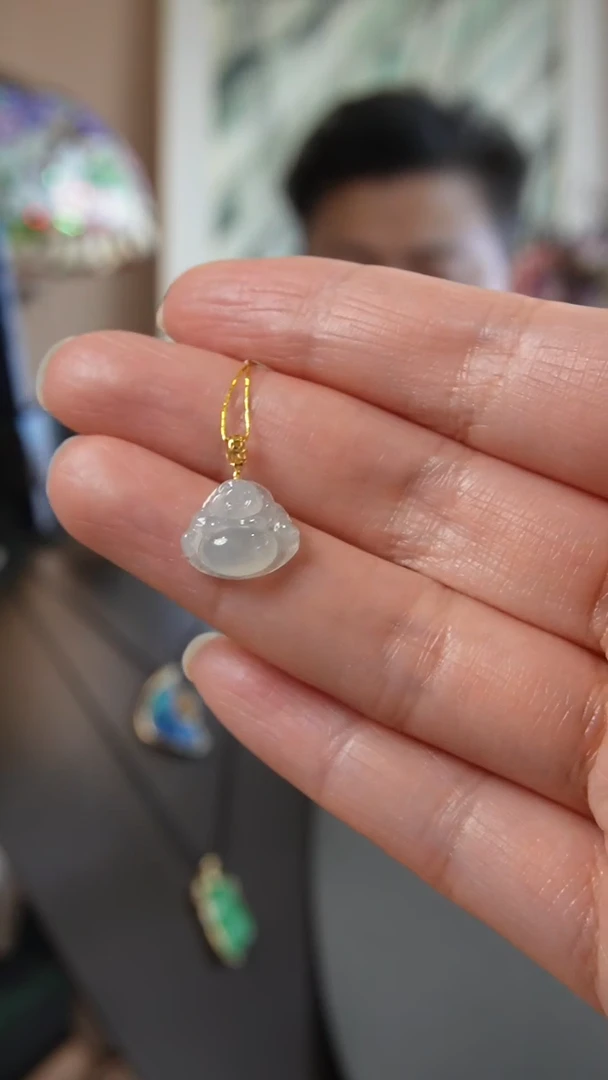 【闪购商品】翡翠吊坠(不含链)18K金镶嵌天然缅甸翡翠吊坠