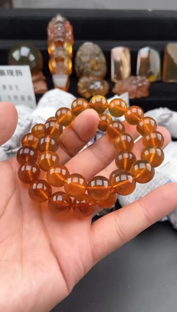 【闪购商品】琥珀手链未镶嵌金棕红手串【多样性发货其中一】