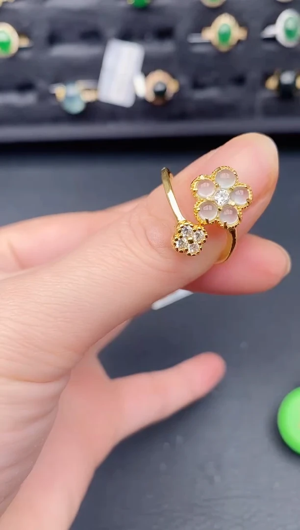 银S925镶嵌戒指翡翠天然a货翡翠270