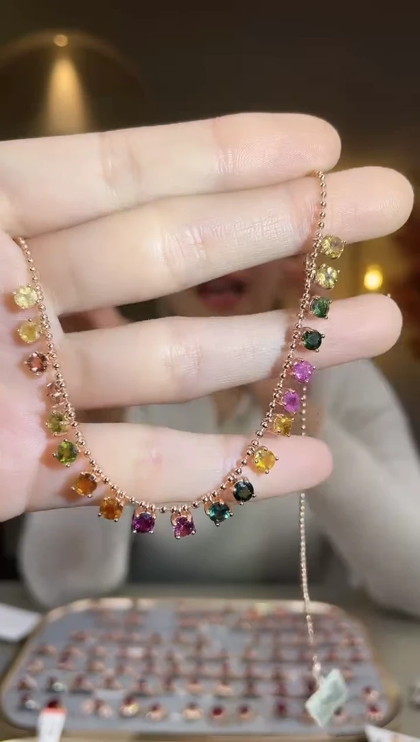 银S925镶嵌颈饰碧玺颈饰