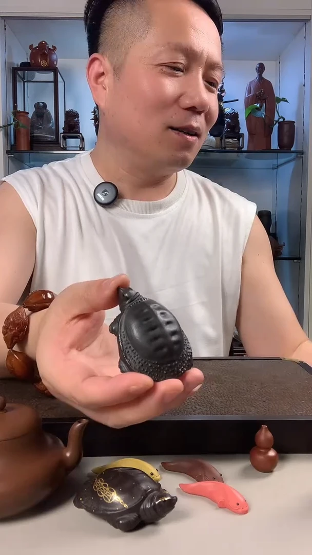 紫砂茶杯黑甲鱼宜陶