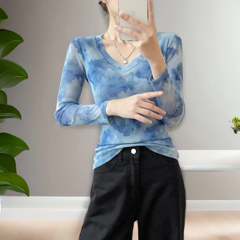 高档气质网纱打底衫女款爆款2025新款上衣独特漂亮小衫知性风衣服