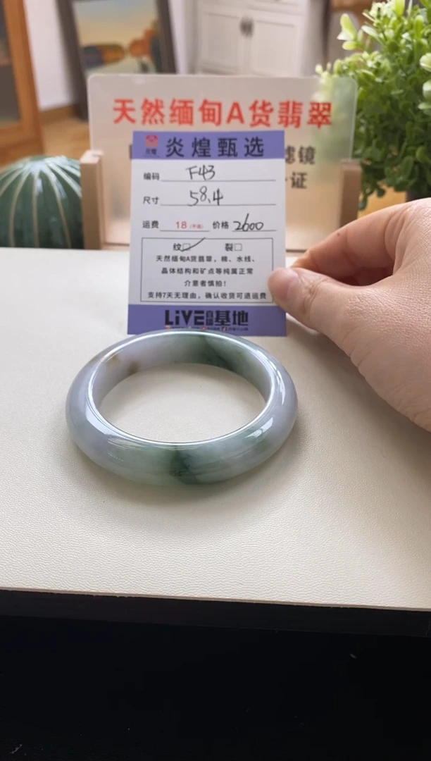 未镶嵌手镯翡翠圈口58.4编码f43