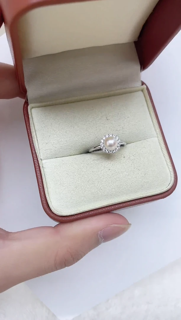 银S925镶嵌海水珍珠戒指