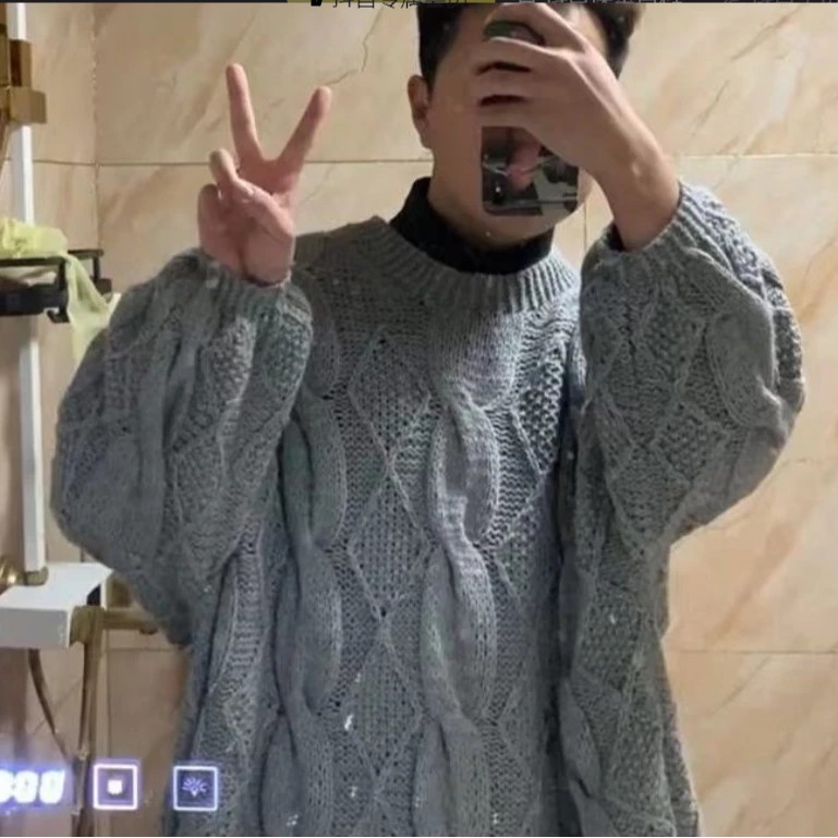 帅气男款宽松棒针编织视频教程