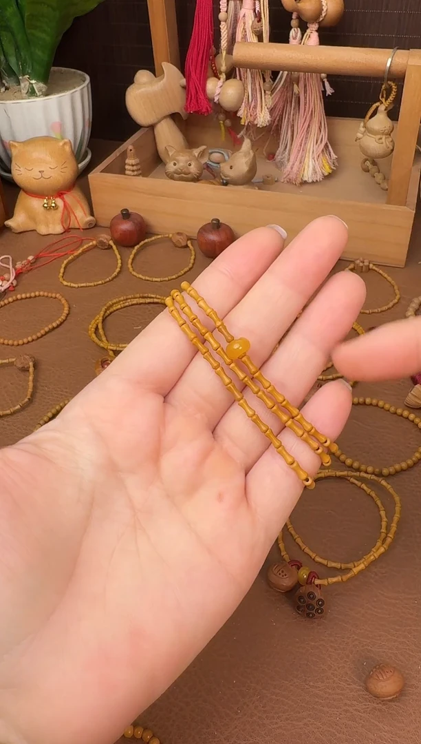 手串桃核三圈竹节跑环素圈【需要备注手围