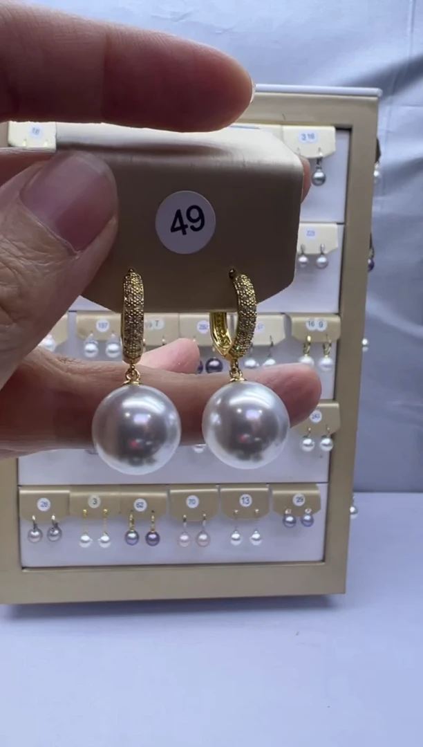 银S925镶嵌耳饰淡水珍珠49