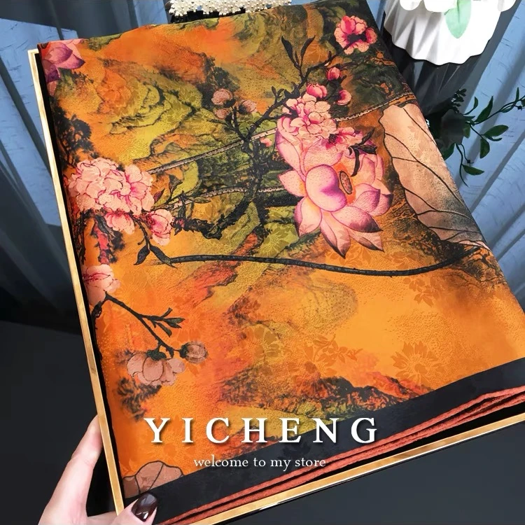 7612国色花萝香韵龟裂纹180*70长巾