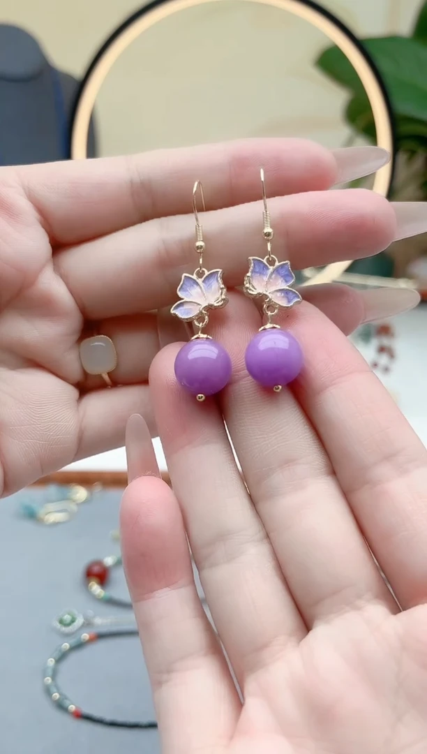 玛瑙/玉髓耳饰银S925镶嵌6281