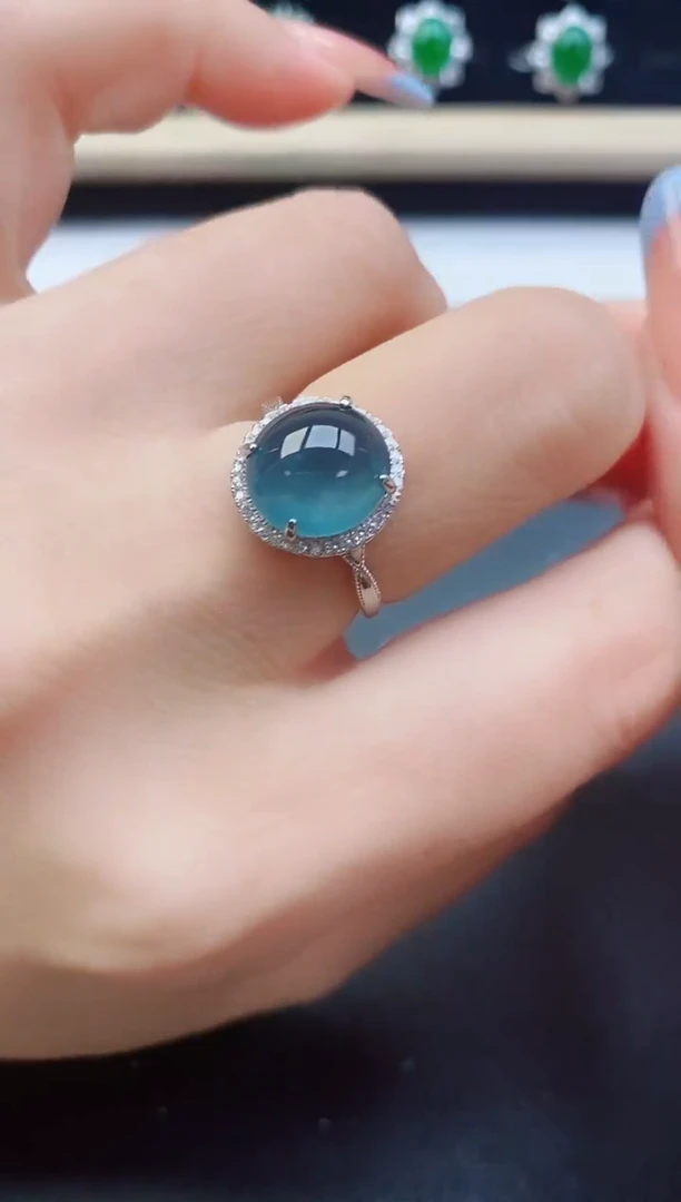 翡翠戒指银S925镶嵌5085