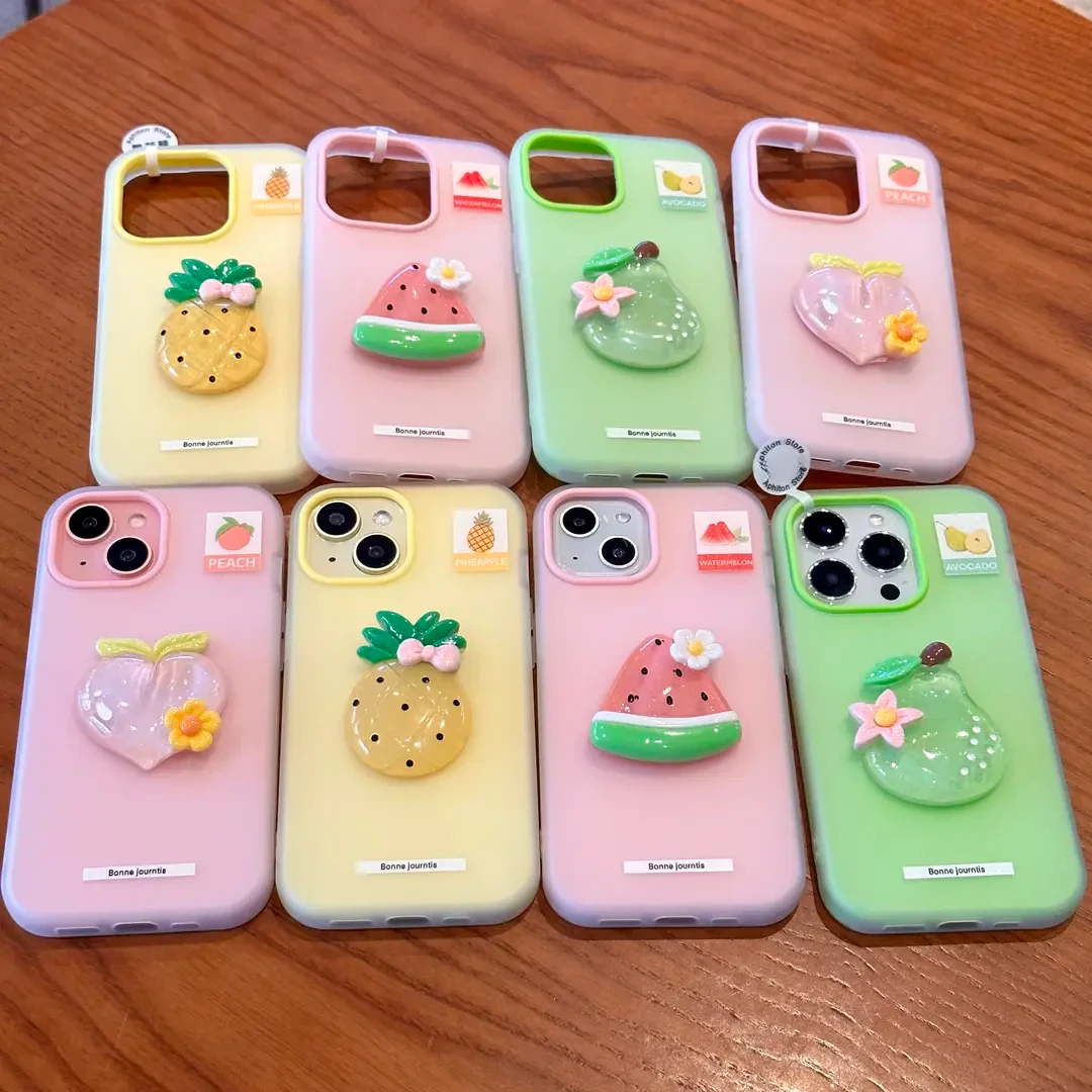 适用多巴胺立体水果苹果16promax手机壳iPhone15/14pro肤感13/12