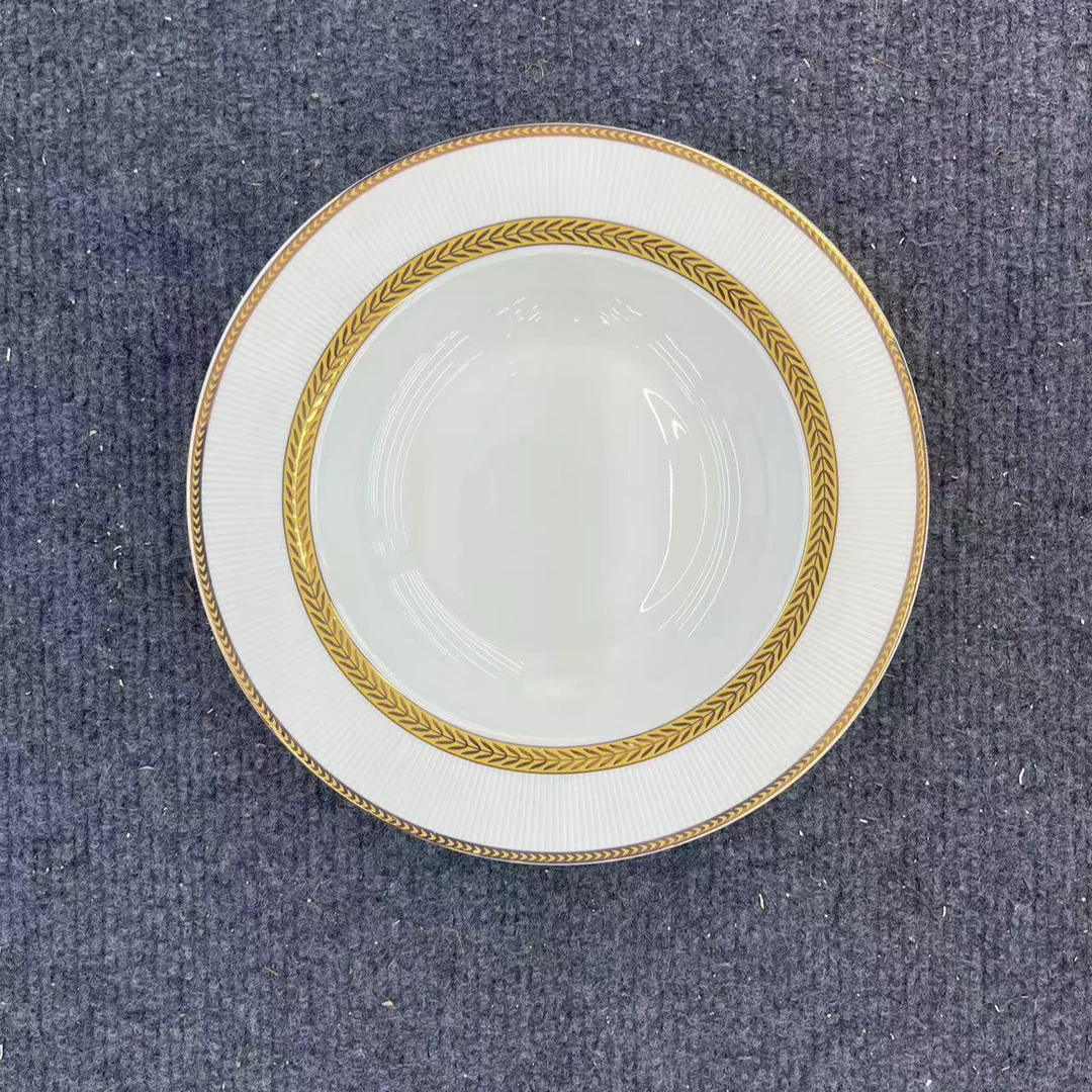 欧式陶瓷餐具 金边汤盘 骨碟 （微瑕疵 介意慎拍）