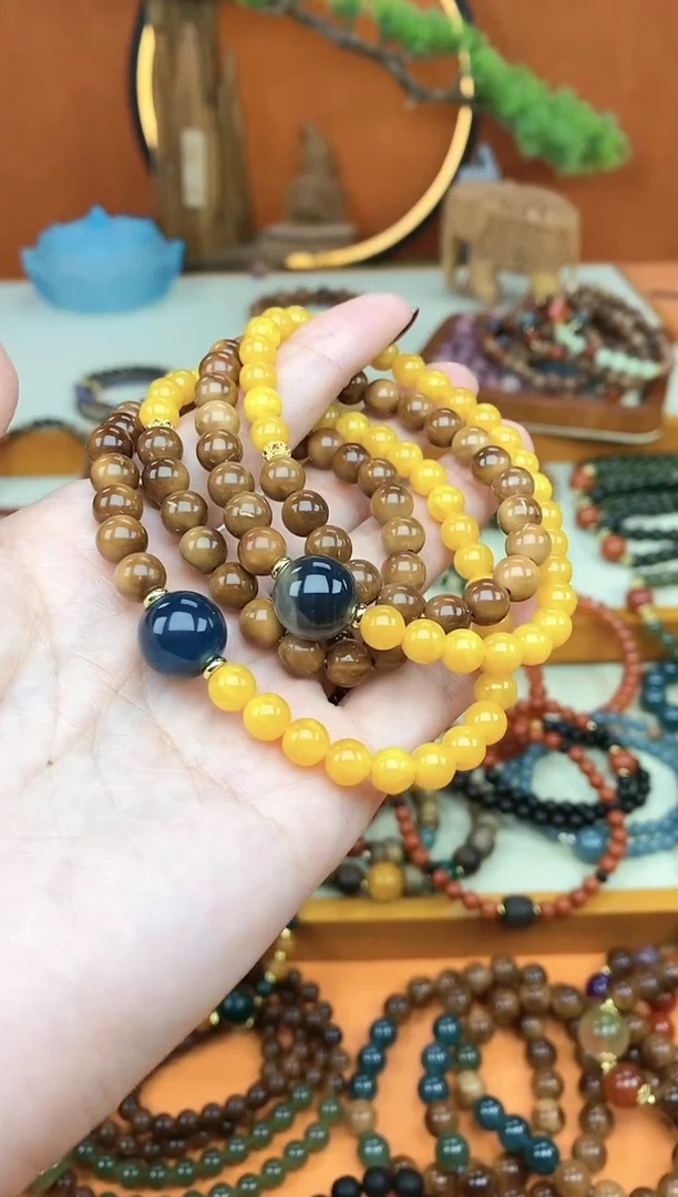 【闪购商品】库克手串未镶嵌库克菩提老蜡双圈手串