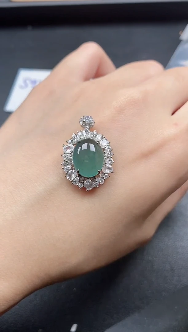 翡翠戒指银S925镶嵌5151