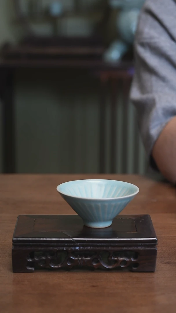 【闪购商品】Y宝丰宋官窑原产地汝瓷斗笠杯（微瑕）