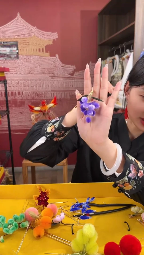 【闪购商品】刺绣非遗绒花（发饰）