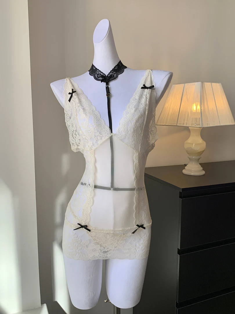 【高阶尤物】连体衣露背时尚性感夏季无袖睡裙修身短裙领家居服套装