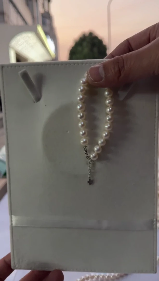 【闪购商品】淡水珍珠手链银S925镶嵌纯无核8mm