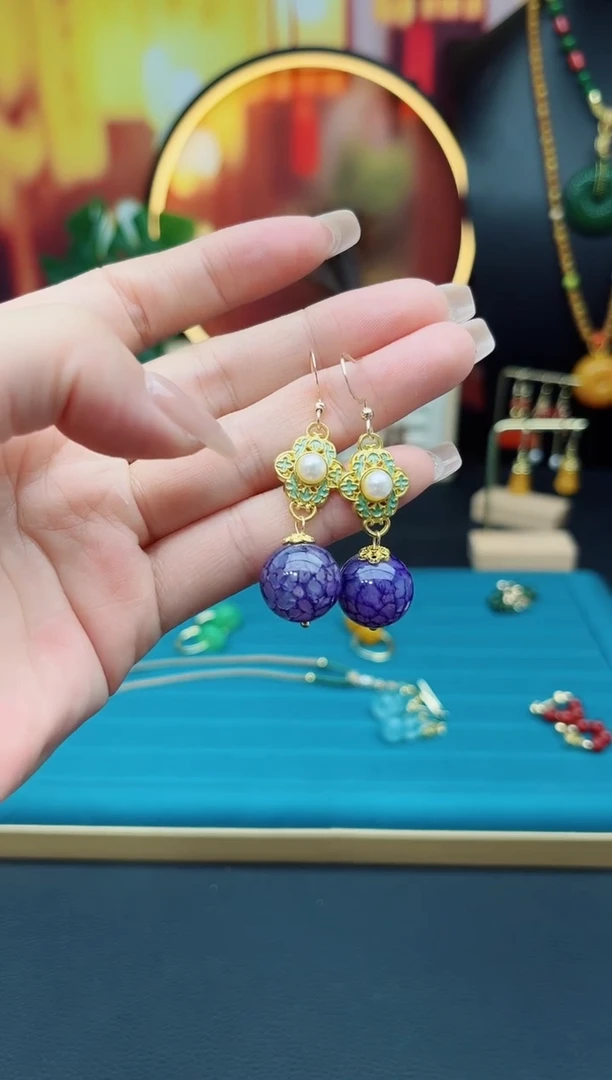 玛瑙/玉髓耳饰银S925镶嵌312000