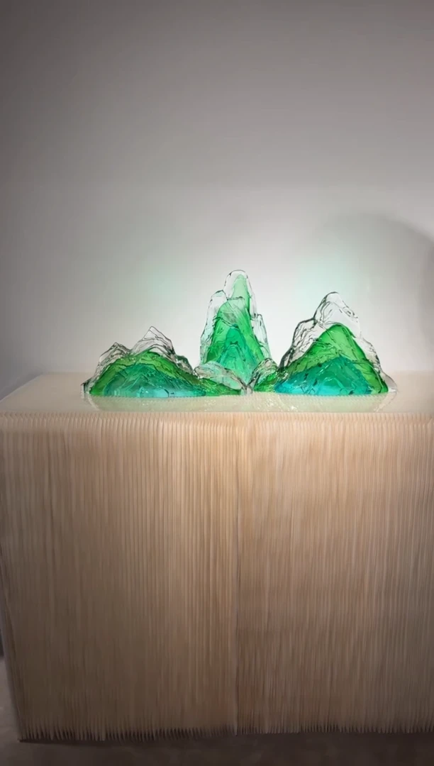 摆件璨石美学翡翠山一组艺术摆件