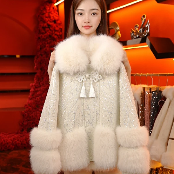 【9209】新款时尚洋气加绒加厚国风秋冬季保暖大毛领外套DL