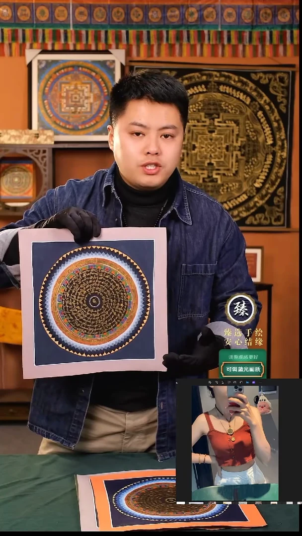 【闪购商品】卷轴画纯手绘六字真言桌摆27*27画芯