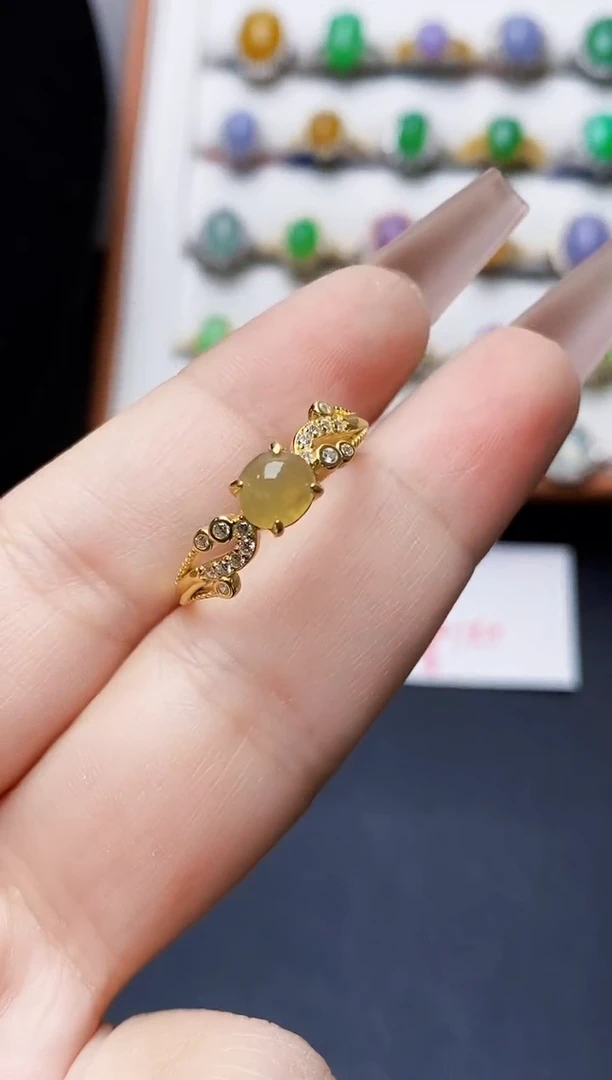 银S925镶嵌戒指翡翠0255