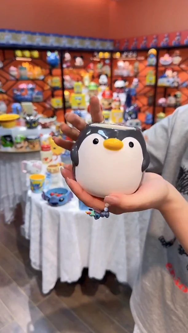 瓷片@@黑白企鹅陶瓷手握杯