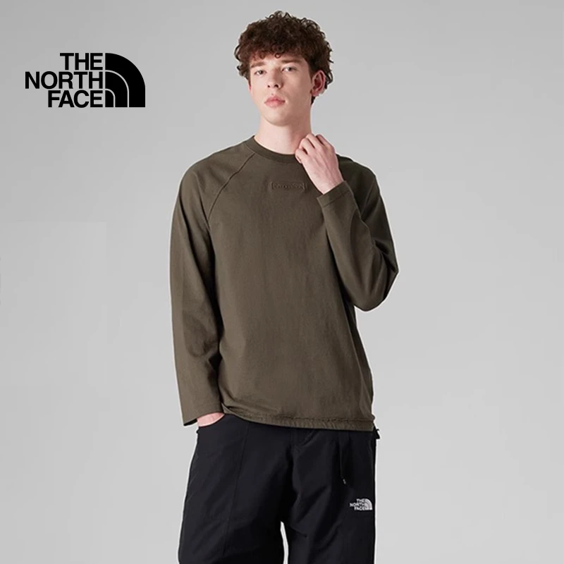 北面UE男纯色圆领纯棉宽松长袖T恤休闲舒适透气TheNorthFace|8BTK