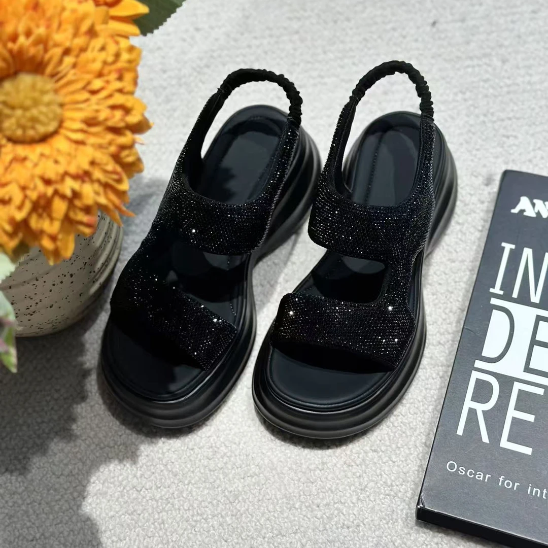 2025时尚休闲女鞋百搭厚底露趾0214