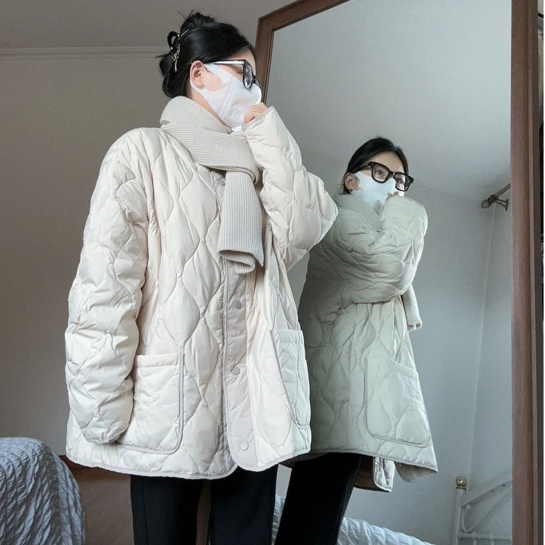 羽绒服两件套带围巾韩版休闲百搭轻薄