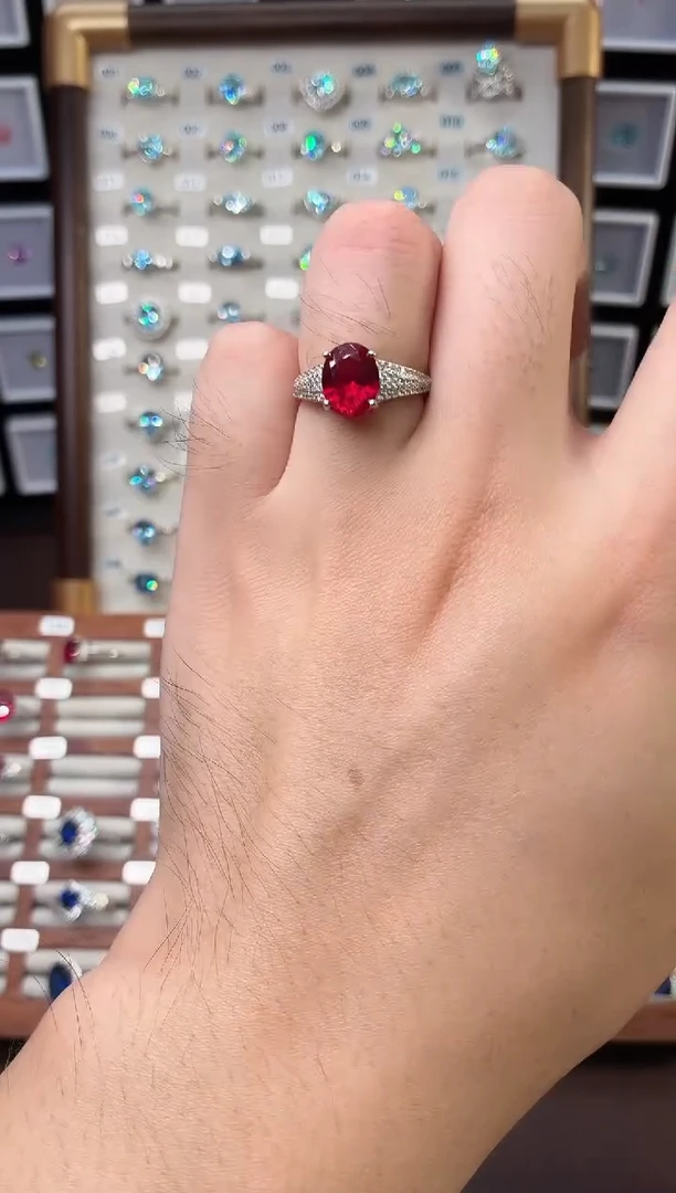 银S925镶嵌戒指红宝石1111