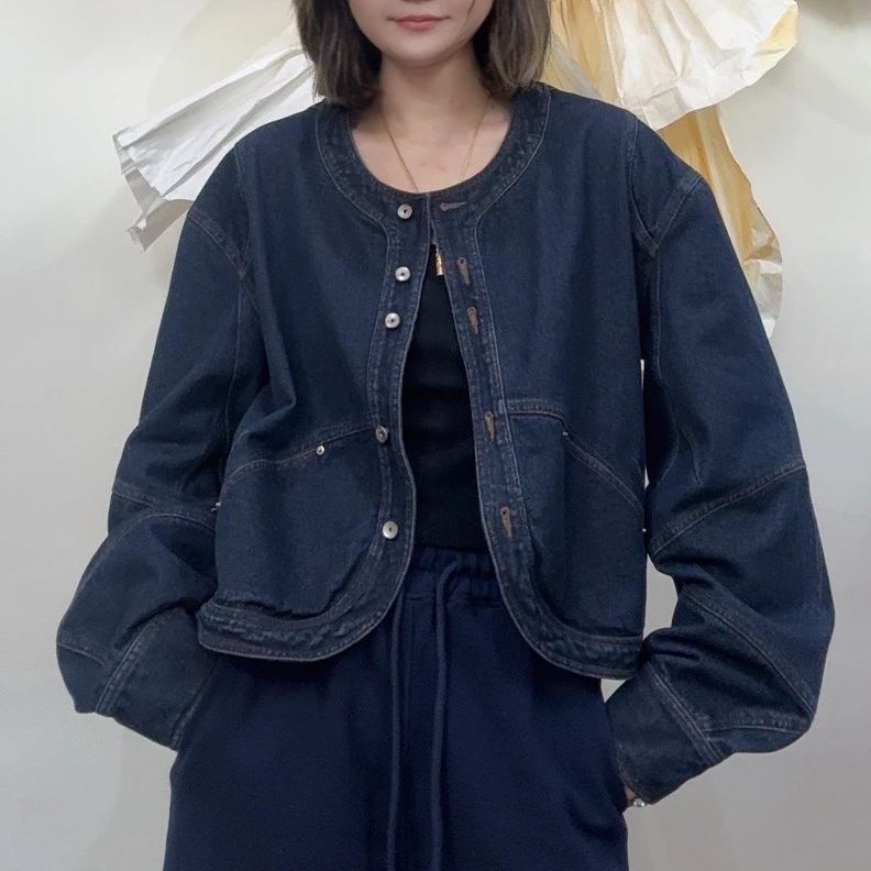 museguhui/木色古汇9271#设计女装2025春季新款宽复古牛仔短外套