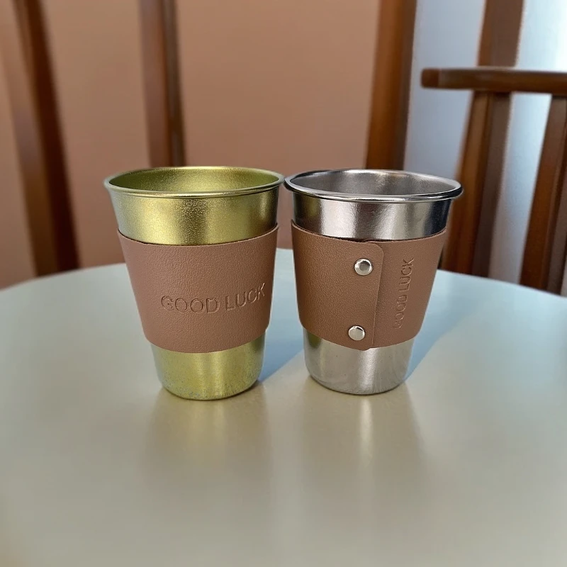 纯钛单层啤酒杯户外家用简约防摔加厚彩色双层磨砂户外家用简约