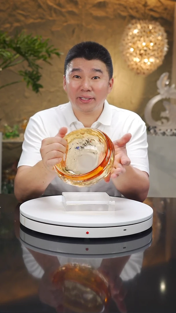 琉璃手工艺品福利琥珀水波纹果碗