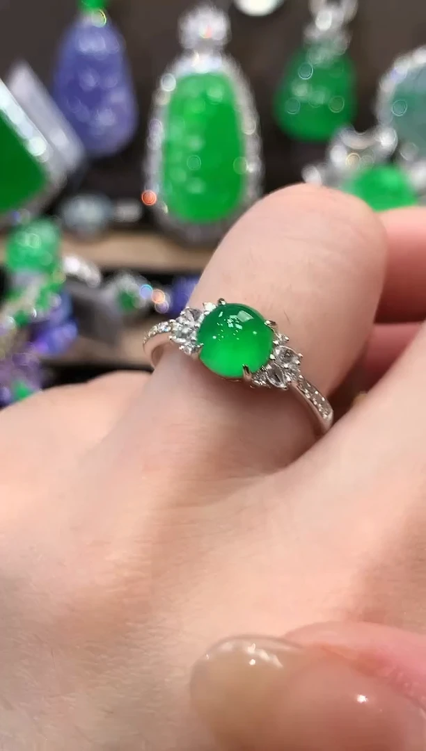 翡翠戒指18K金镶嵌夏日珠宝A98