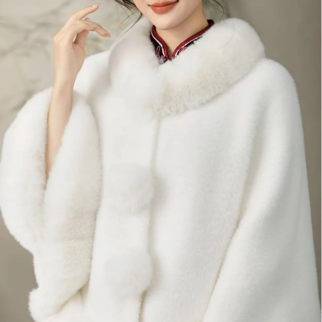 美人，保暖冬款加厚旗袍百搭外套新国风斗篷披肩