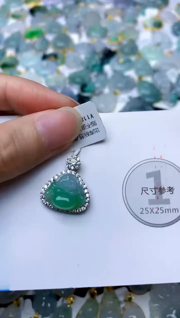 颈饰银S925镶嵌翡翠天然A货翡翠