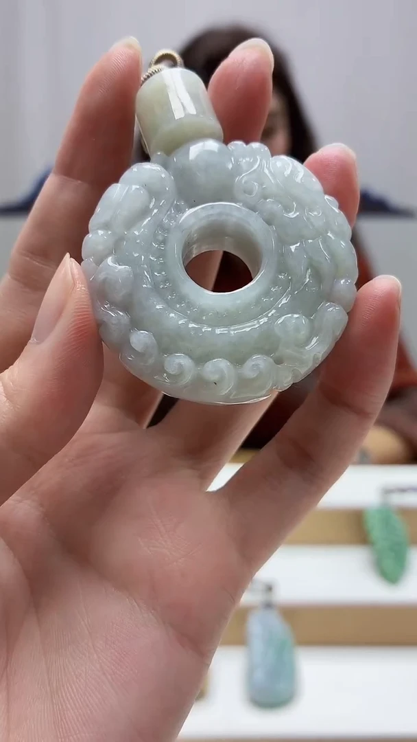 未镶嵌定制翡翠4829zm-毛货挂件龙扣30