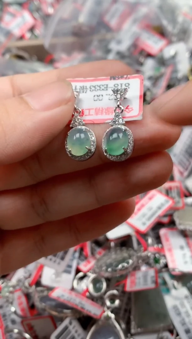 银S925镶嵌戒指翡翠天然A货缅甸翡翠